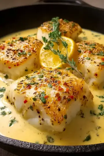 Baked Cod in Coconut Lemon Cream Sauce