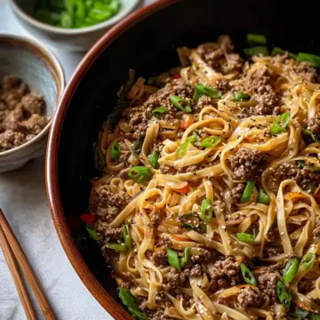 Mongolian Ground Beef Noodles (gluten-free)