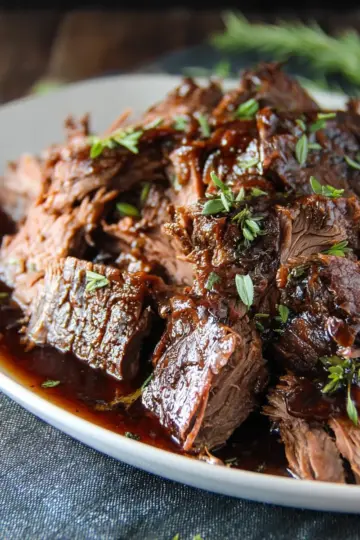 Slow Cooker Balsamic Glazed Roast Beef