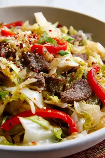 Black Pepper Beef and Cabbage Stir Fry