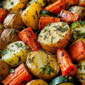 Garlic Herb Roasted Potatoes Carrots and Zucchini