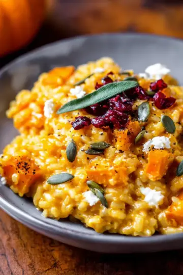 Baked Pumpkin Goat Cheese Risotto