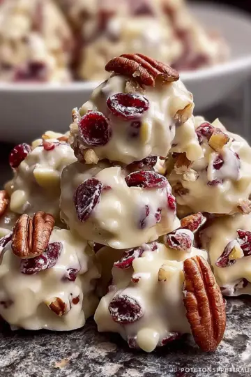 Festive White Chocolate Cranberry Pecan Clusters