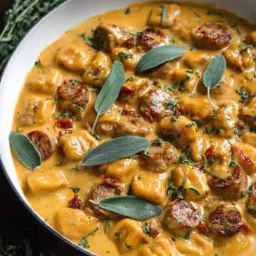 Creamy Butternut Squash Gnocchi with Sausage, Thyme, and Sage