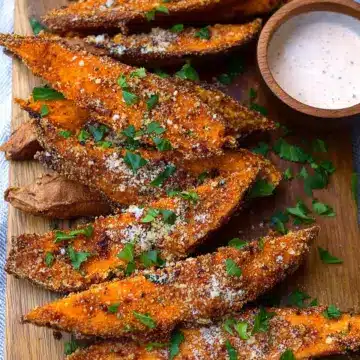 Garlic Parmesan Sweet Potato Wedges