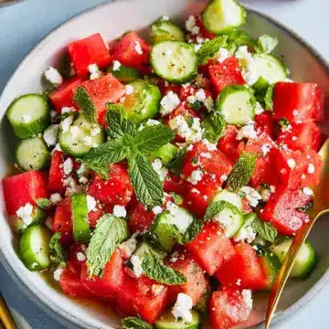 Watermelon Salad with Feta, Cucumber, and Mint