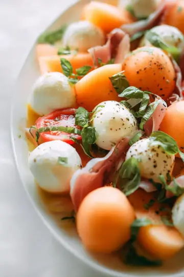 Cantaloupe and Mozzarella Caprese Salad