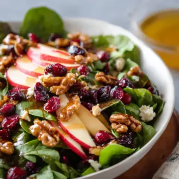Apple Salad with Candied Walnuts and Cranberries