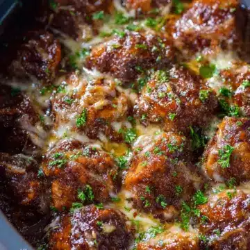 Crock Pot French Onion Meatballs