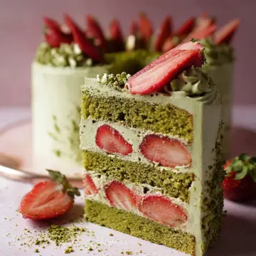 Matcha Strawberry Cake