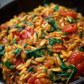 Easy One Pot Tomato Lentil Spinach Orzo Recipe for Cozy Nights