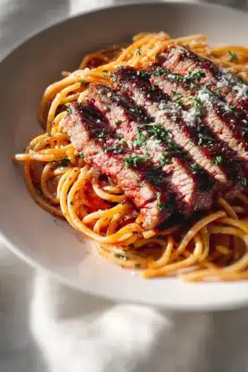 steak Parmesan pasta