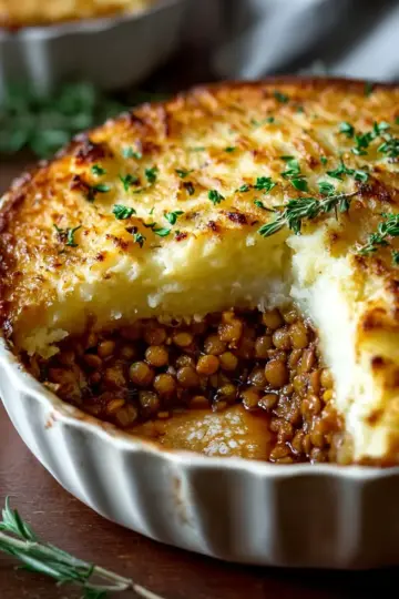 Savory Lentil and Onion Shepherds Pie
