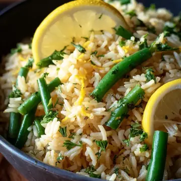Easy One Pot Lemon Garlic Rice with Green Beans Recipe You’ll Love
