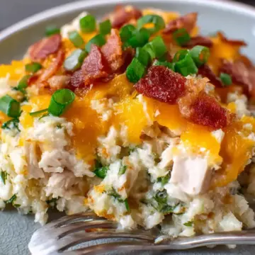 Loaded KETO Chicken Cauliflower Rice Casserole