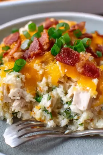 Loaded KETO Chicken Cauliflower Rice Casserole