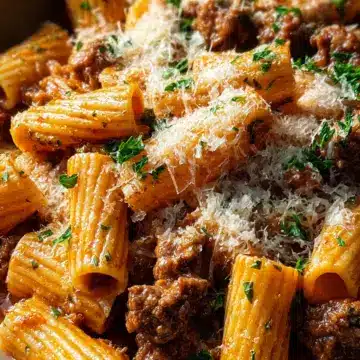 Creamy Parmesan Beef Rigatoni