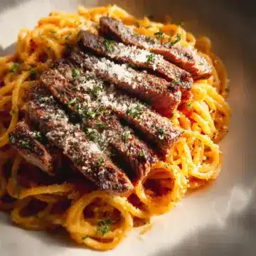 steak Parmesan pasta