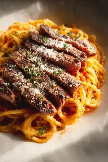 steak Parmesan pasta