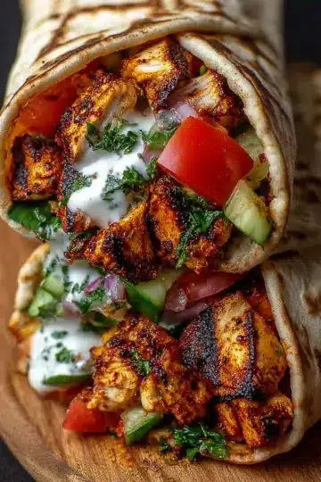 Juicy Grilled Chicken Shawarma Pita Wrap Recipe