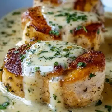 Chicken Pillows with Creamy Parmesan Sauce