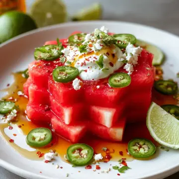 Chili Lime Watermelon with Labneh and Honey