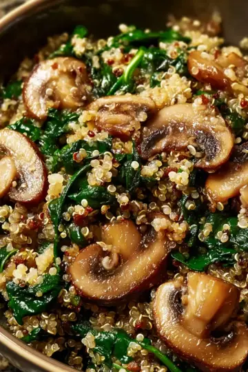 Easy One-Pot Garlic Mushroom and Spinach Quinoa