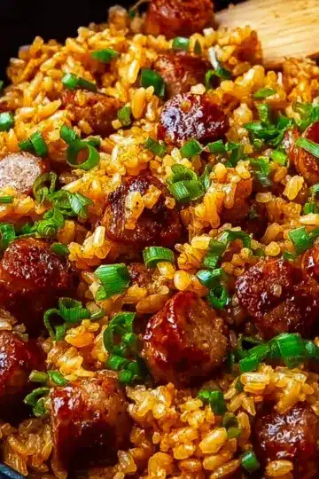 One-Pan Sweet and Tangy BBQ Sausage Rice