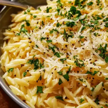 Easy One-Pot Creamy Garlic Parmesan Orzo